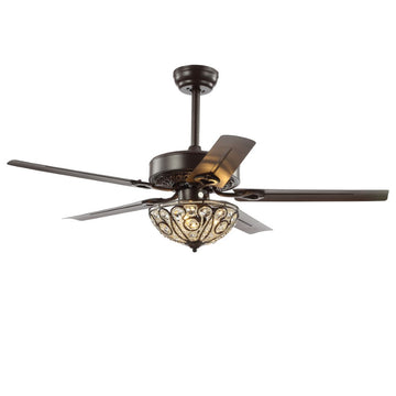 Ali 48" Wrought Iron LED Ceiling Fan With Remote - JONATHAN Y